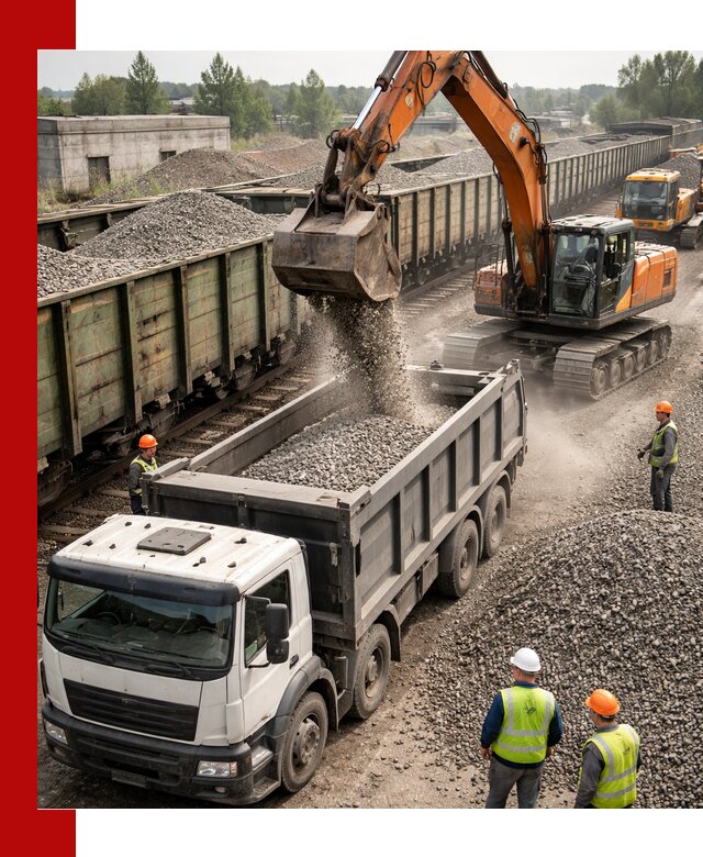 Железнодорожный щебень фракция 25–60 для поставок в Снежинске