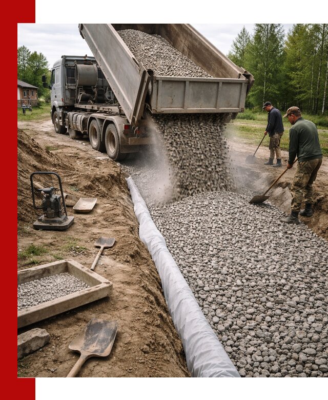 Гравий для дренажа с доставкой в Снежинске качественный и недорогой