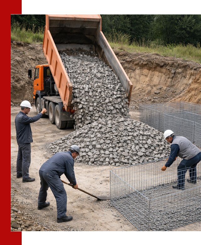 Камень для габионов с доставкой в Снежинске быстро и надёжно
