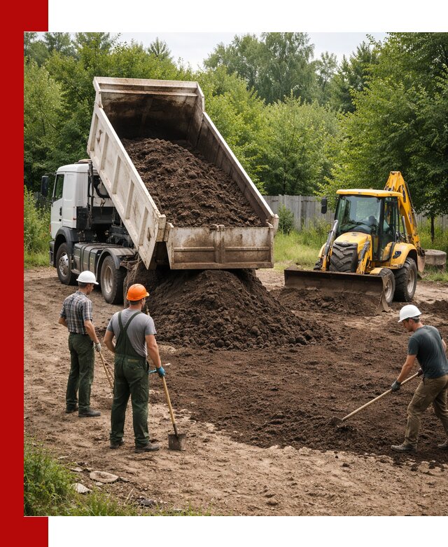 Доставка и укладка грунта для выравнивания участка в Снежинске