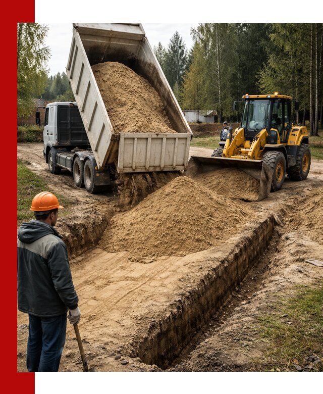 Доставка песчаного грунта в Снежинске для строительных работ