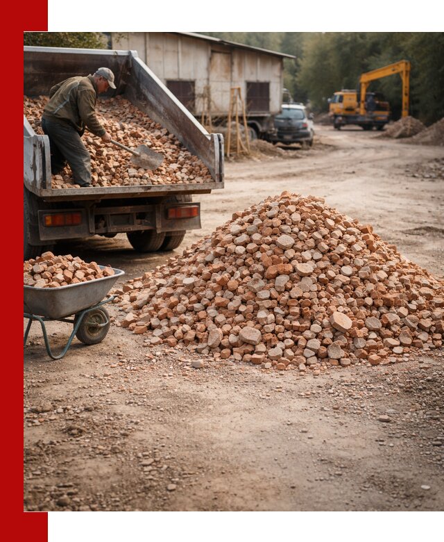 Доставка и подушка из боя кирпича с разгрузкой в Снежинске