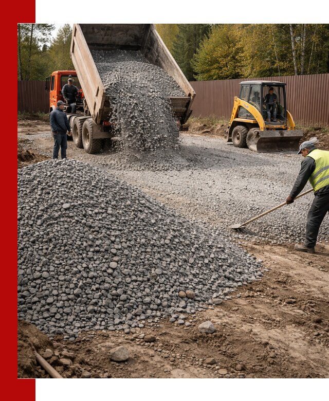 Отсыпка участка щебнем с доставкой и уплотнением в Снежинске